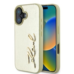 Eredeti KARL LAGERFELD kemény tok Metal Signature KLHCP16SPFMFBKMD iPhone 16 arany