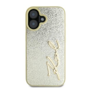 Eredeti KARL LAGERFELD kemény tok Metal Signature KLHCP16SPFMFBKMD iPhone 16 arany