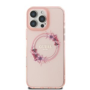 Original Case GUESS IML Flowers Wreath Magsafe GUHMP16LHFWFCP tok iPhone 16 Pro rózsaszín