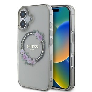 Original Case GUESS IML Flowers Wreath Magsafe GUHMP16SHFWFCK tok iPhone 16 fekete