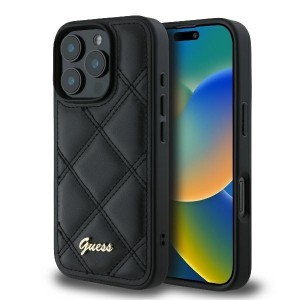 Original Case GUESS Steppelt Fém Logó GUHCP16LPSQSQSK iPhone 16 Pro tok fekete