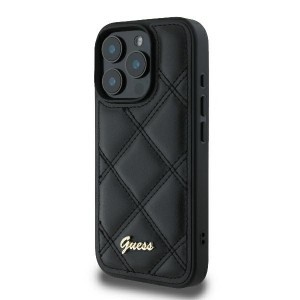 Original Case GUESS Steppelt Fém Logó GUHCP16LPSQSQSK iPhone 16 Pro tok fekete