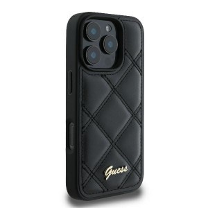 Original Case GUESS Steppelt Fém Logó GUHCP16LPSQSQSK iPhone 16 Pro tok fekete