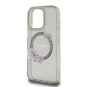 Original Case GUESS IML Flowers Wreath Magsafe GUHMP16LHFWFCK tok iPhone 16 Pro fekete