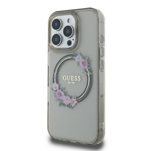 Original Case GUESS IML Flowers Wreath Magsafe GUHMP16LHFWFCK tok iPhone 16 Pro fekete