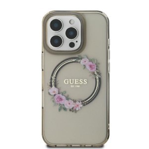 Original Case GUESS IML Flowers Wreath Magsafe GUHMP16LHFWFCK tok iPhone 16 Pro fekete