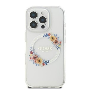 Guess IML Flowers Wreath Magsafe GUHMP16XHFWFCT eredeti tok iPhone 16 Pro Max átlátszó tok