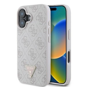 Original Case GUESS hardcase bőrtok 4G Triangle Strass Magsafe GUHCP16SP4TDPP iPhone 16 tok rózsaszín