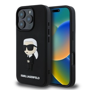 Karl Lagerfeld 3D Rubber Ikonik tok iPhone 16 Pro Black