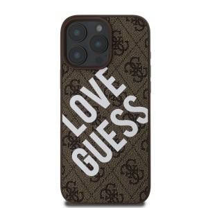 Guess PU Leather 4G Big Love Logo MagSafe tok iPhone 16 Pro Max barna