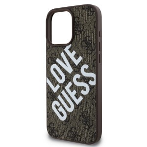 Guess PU Leather 4G Big Love Logo MagSafe tok iPhone 16 Pro Max barna