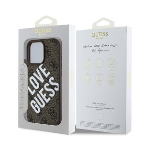 Guess PU Leather 4G Big Love Logo MagSafe tok iPhone 16 Pro Max barna