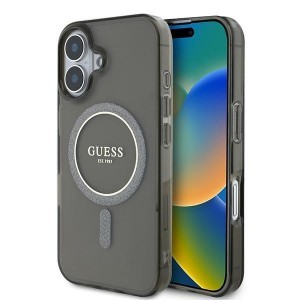 Eredeti GUESS IML Glitter Circle Magsafe GUHMP16SHFGEREK tok iPhone 16 fekete