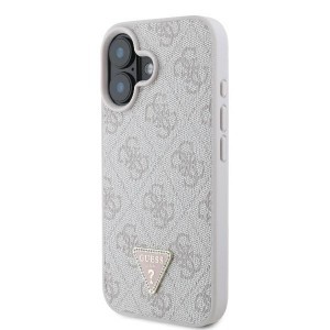 Eredeti GUESS kemény tok bőrből 4G Triangle Strass Magsafe GUHCP16MP4TDPP iPhone 16 Plus-hoz rózsaszín