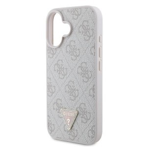 Eredeti GUESS kemény tok bőrből 4G Triangle Strass Magsafe GUHCP16MP4TDPP iPhone 16 Plus-hoz rózsaszín