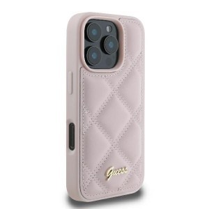 Original Case GUESS Steppelt Fém Logó GUHCP16LPSQSQSP iPhone 16 Pro tok rózsaszín