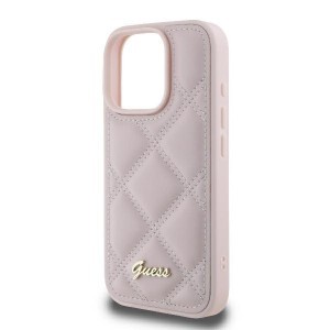 Original Case GUESS Steppelt Fém Logó GUHCP16LPSQSQSP iPhone 16 Pro tok rózsaszín