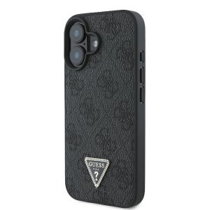 Original Case GUESS bőrből készült 4G Triangle Strass Magsafe tok GUHCP16SP4TDPK iPhone 16 fekete