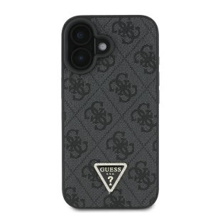 Original Case GUESS bőrből készült 4G Triangle Strass Magsafe tok GUHCP16SP4TDPK iPhone 16 fekete