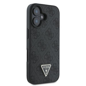 Original Case GUESS bőrből készült 4G Triangle Strass Magsafe tok GUHCP16SP4TDPK iPhone 16 fekete