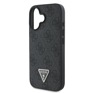 Original Case GUESS bőrből készült 4G Triangle Strass Magsafe tok GUHCP16SP4TDPK iPhone 16 fekete