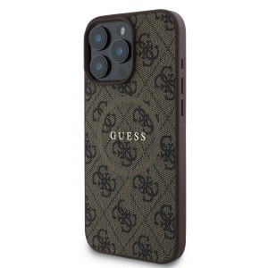 Guess PU Leather 4G Colored Ring MagSafe tok iPhone 16 Pro Barna