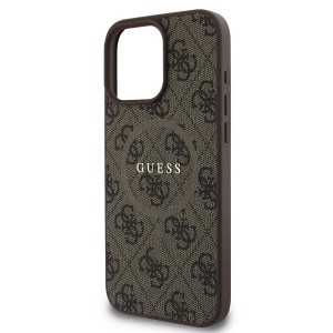 Guess PU Leather 4G Colored Ring MagSafe tok iPhone 16 Pro Barna