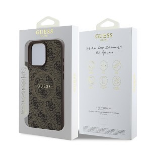 Guess PU Leather 4G Colored Ring MagSafe tok iPhone 16 Pro Barna