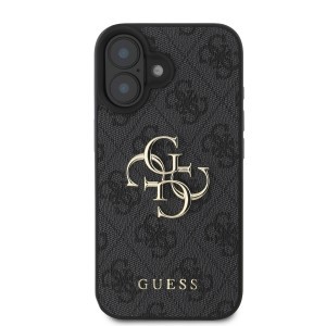 Guess PU 4G Fém Logós tok iPhone 16 Plus Szürke