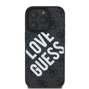 Guess PU Leather 4G Big Love Logo MagSafe tok iPhone 16 Pro Max fekete