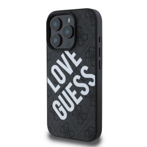 Guess PU Leather 4G Big Love Logo MagSafe tok iPhone 16 Pro Max fekete