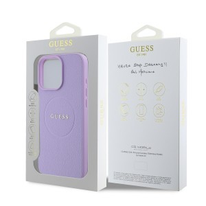 Guess PU Grained Classic Logo MagSafe tok iPhone 16 Pro Max Lila