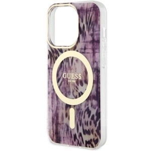 Guess GUHMP14XHLEOPWP iPhone 14 Pro Max 6.7" pink/pink hardcase Leopard MagSafe