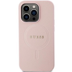 Guess GUHMP14XPSAHMCP tok iPhone 14 Pro Max számára - rózsaszín Saffiano MagSafe