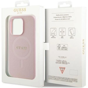 Guess GUHMP14XPSAHMCP tok iPhone 14 Pro Max számára - rózsaszín Saffiano MagSafe