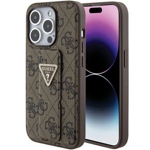 Guess Grip Stand 4G Triangle Strass tok az iPhone 15 Pro Max-hoz - barna