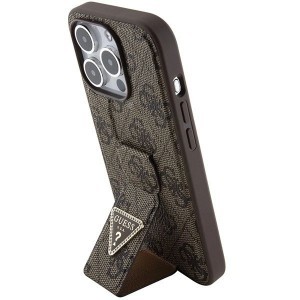 Guess Grip Stand 4G Triangle Strass tok az iPhone 15 Pro Max-hoz - barna