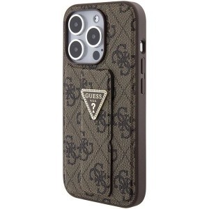 Guess Grip Stand 4G Triangle Strass tok az iPhone 15 Pro Max-hoz - barna