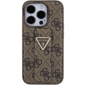 Guess Grip Stand 4G Triangle Strass tok az iPhone 15 Pro Max-hoz - barna