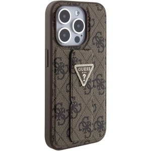 Guess Grip Stand 4G Triangle Strass tok az iPhone 15 Pro Max-hoz - barna