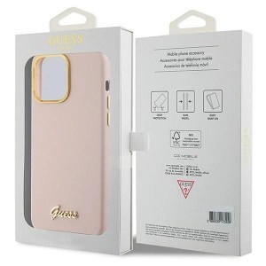 Guess Silicone Script Metal Logo & Frame tok iPhone 15 Pro Max - rózsaszín