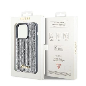 Guess Sequin Script Metal tok iPhone 14 Pro Max - ezüst