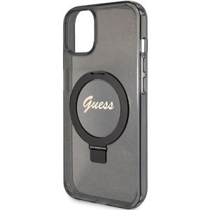 Guess Ring Stand Script Glitter MagSafe tok iPhone 14 / 15 / 13 - fekete