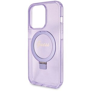 Guess Ring Stand Script Glitter MagSafe tok iPhone 13 Pro / 13 - lila