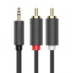 Ugreen AV102 10513 kábel 3,5 mm-es mini jack (apa) / 2RCA (apa) 5 m - szürke