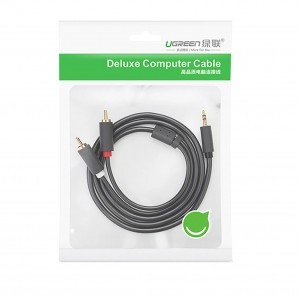 Ugreen AV102 10513 kábel 3,5 mm-es mini jack (apa) / 2RCA (apa) 5 m - szürke