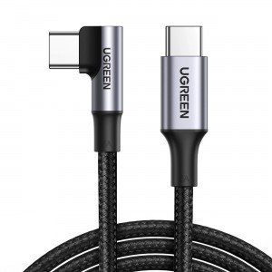 Ugreen US334 70645 USB-C (könyök) / USB-C (egyenes) kábel 100W PD 2m - fekete