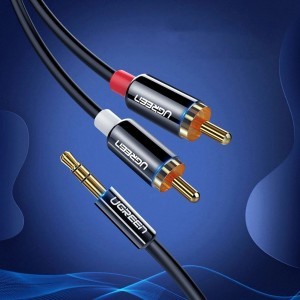 Ugreen AV116 10749 audio mini jack kábel 3.5 mm (apa) / 2RCA (apa) 1m - fekete