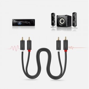 Ugreen AV104 10519 audio kábel 2RCA (apa) / 2RCA (apa) 3m - szürke