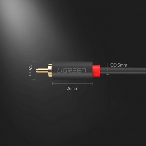 Ugreen AV104 10519 audio kábel 2RCA (apa) / 2RCA (apa) 3m - szürke